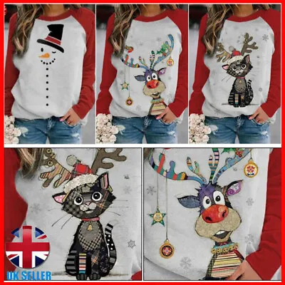 Buy Ladies Womens Xmas Pullover Long Sleeve Tops Jumper Christmas T Shirt Blouse UK • 13.89£