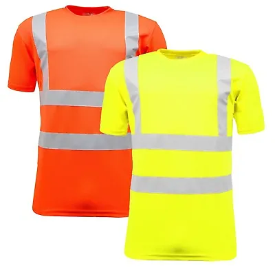 Buy Hi Vis Viz Visibility Short Sleeve Safety Work Crew Neck T Shirt | S - 4XL | L/D • 12.99£