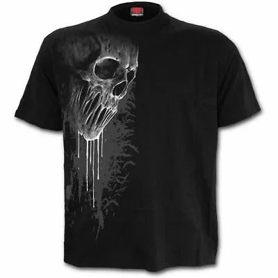 Buy Spiral Bat Curse Grey Skull Skeleton Black Top T-shirt • 13.20£