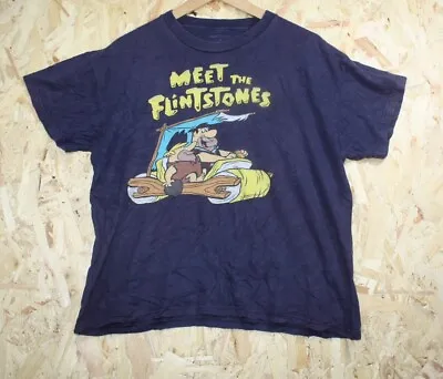Buy Hanna Barbera Cartoon THE FLINTSTONES Fred Barney In Car Blue T Shirt Size XL • 19.36£