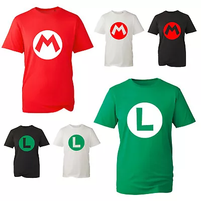 Buy Super Mario Luigi Logo Game T-Shirt, Video Cartoon Birthday Kids Adults Tee Top • 12.99£