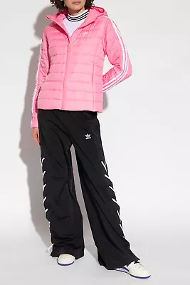 Buy Adidas Originals 3-Stripes Hooded Sports Slim Padded Jacket Pink RRP £85.00 • 33.99£