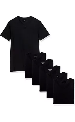 Buy 6pack Size L Men’s V-neck T-shirt Amazon Essentials Undershirt Black • 12.99£