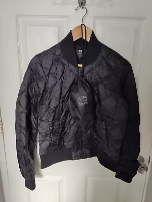 Buy UNIQLO Light Down Quilted Bomber Jacket Coat Storage Bag Pouch Black Size S • 20£