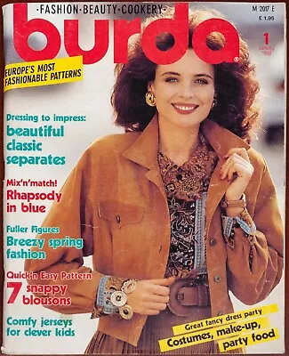 Buy Burda Sewing Pattern Magazine January 1990 Denim Jacket Blouson Vintage English • 14.99£