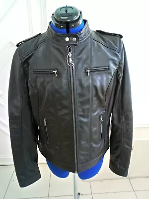 Buy Mens Gents Leather Black Jacket Winter Fashion Casual Top Biker Zipper Size M • 44.49£