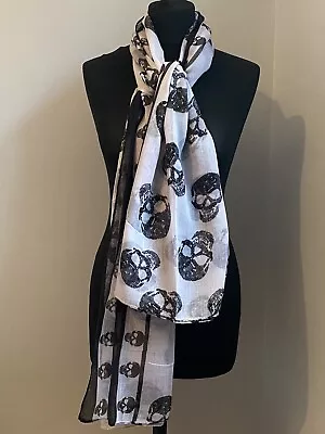 Buy Gothic Skull Scarf Shawl Wrap - White - Skull Design • 6.99£
