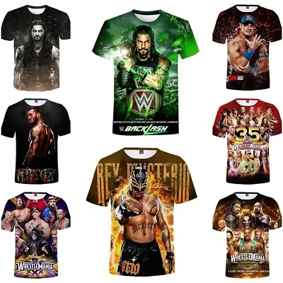 Buy 3D WWE Wrestling T-Shirt Kids Adults Casual Short Sleeve T Shirt Tee Top Gift UK • 6.99£
