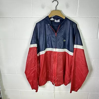 Buy Vintage Izod Lacoste Jacket Mens Large Blue Red Anorak Smock Nylon Croc 90s 80s • 38.95£