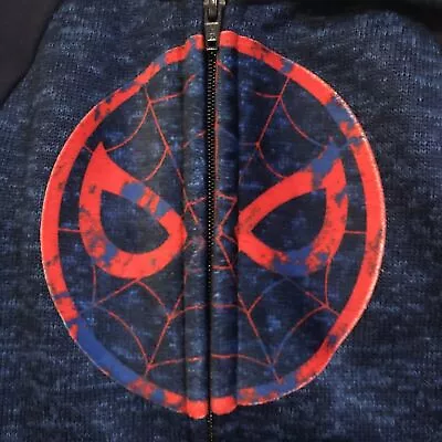 Buy Marvel Spider-Man Sweatshirt Jacket Blue Red Hooded Sleeve Hit Logo Full Zip • 12.06£