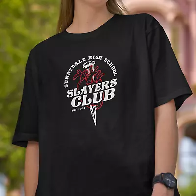 Buy Slayers Club Black T-Shirt Top Tee - Sunnydale High School Buffy Vampire Stake • 7.99£