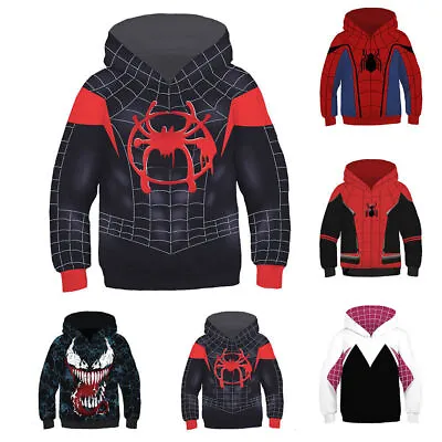 Buy Spider-Man: Into The Spider-Verse Gwen Venom Spiderman Boys Hoodie Sweatshirts- • 12.95£