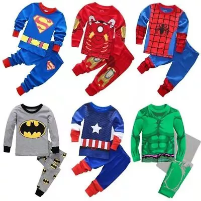 Buy Kids Boys Spiderman Pyjamas Loungewear Superhero Nightwear Outfits PJs 2Pcs Set • 7.31£