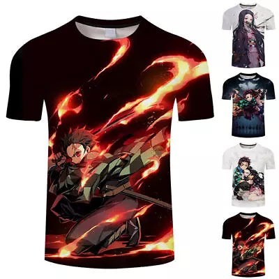 Buy Anime Demon Slayer Lady Men T-Shirt Short Sleeve Tee Top Summer Clothes Costume. • 11.74£