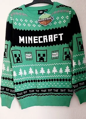 Buy Minecraft Boys Gaming Jumper Xmas Fairisle Gaming Sweater Jumper Age 9/10 Yrs • 14.99£