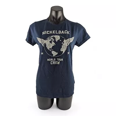 Buy Vintage Women's Nickelback World Tour Crew Shirt Blue Large • 12.63£