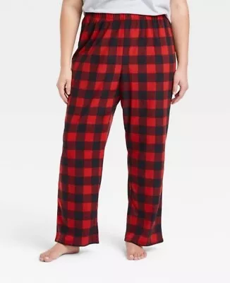 Buy Womens Fleece Pajama Pants Red Buffalo Check 2XL NEW • 11.35£