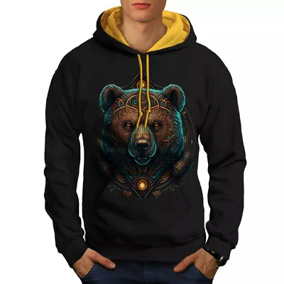 Buy Wellcoda Emperor Bear Mens Contrast Hoodie, Warrior Animal Casual Jumper • 30.99£