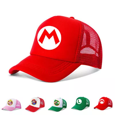 Buy Kids Super Mario Bro Baseball Cap Princess Peach Girls Mesh Sun Hat Cosplay Prop • 11.29£