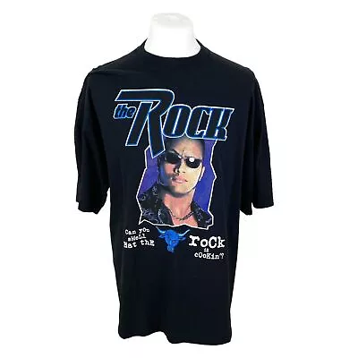 Buy WWF The Rock Vintage T Shirt Black XL Jerzees Tag USA Wrestling 90s Graphic • 50£
