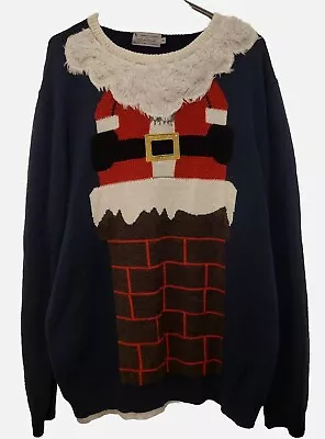 Buy Santa Claus Beard Novelty Christmas Jumper Xmas GIFT Pullover Mens Blue Red XXL  • 16.99£
