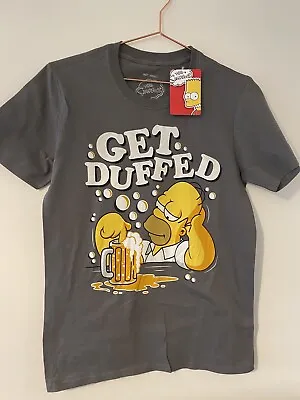 Buy The Simpsons Get Duffed T-Shirt Mens Size Small Grey Homer Duff Beer • 5.25£
