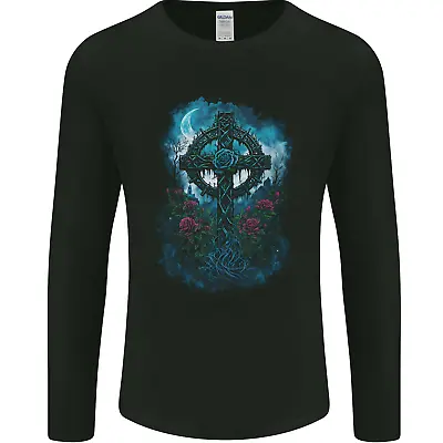 Buy Celtic Cross In A Gothic Graveyard Mens Long Sleeve T-Shirt • 11.99£
