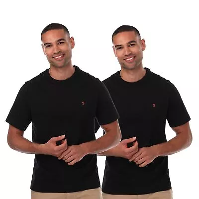 Buy Men's Cotton T-Shirts Farah Dani 2 Pack Regular Fit Short Sleeve In Black • 22£