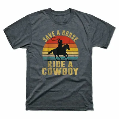 Buy T-Shirt Save Ride Sleeve Top Cotton Men's Tee A Vintage Horse Cowboy Retro Short • 13.99£