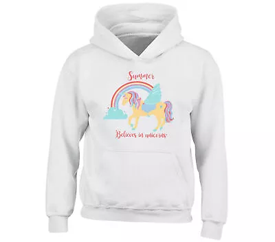 Buy Kids Personalised Believe In Unicorn Hoody All Sizes Girls Boys Gift Present • 16.45£