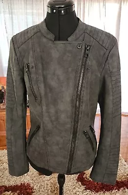 Buy Womens Biker Jacket By Only Size 42 Black Faux Leather L-Sleeve Zip-Up Pockets • 27.89£