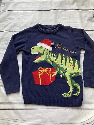 Buy Next Boys Christmas Jumper Dinosaur T-Rex 8 Years • 6.50£