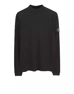 Buy Bnwt New Mens Black Stone Island Long Sleeved T Shirt 23438 Mock Neck Certilogo • 185£