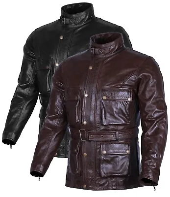 Buy Australian Bikers Gear Cowhide Leather Motorcycle Motorbike Long Jacket Coat • 129.99£