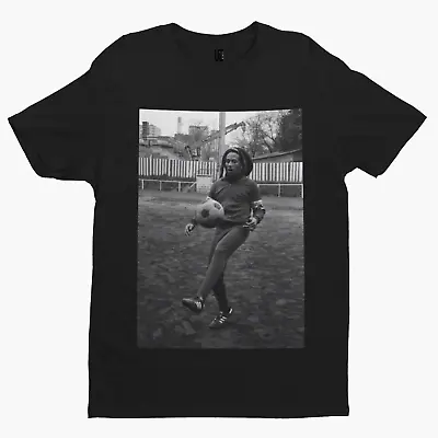 Buy Bob Marley Black White Football T-Shirt - Retro - Music - Cool - Reggae - 80s • 10.79£