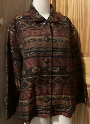 Buy Vintage Woven Tapestry Jacket Blazer Boho Geometric Native Southwest Artsy M/L • 16.33£
