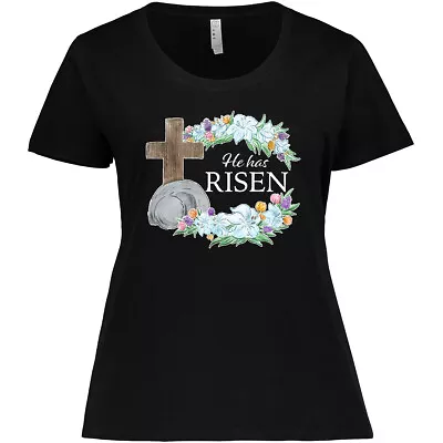 Buy Inktastic Easter He Has Risen With Cross And Flowers Women's Plus Size T-Shirt 6 • 23.74£