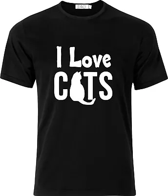 Buy I Love Cats Design 2 Xmas Present Gift Birthday Funny Humour Cotton T Shirt • 9.49£