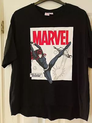 Buy Marvel Black Widow T Shirt In Black With Front Image Size 12-14 UK • 0.99£