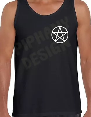 Buy Pentagram Pagan Men's T-Shirt Vest Tank Top Wicca Crowley Satanic Chest Logo • 10.95£