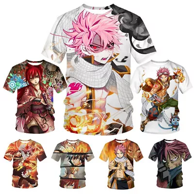 Buy Casual Women Men T-Shirt 3D Print Short Sleeve Tee Tops Anime Fairy Tail Unisex • 10.79£