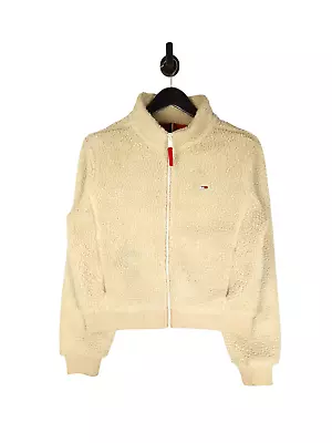 Buy Tommy Jeans Jacket Size M UK 12 In Cream Women's Teddy Fleece Winter • 42.99£