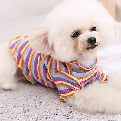 Buy Puppy Coat Striped Easy To Wear Pet Dog Colorful Striped T-shirt Cotton • 5.51£