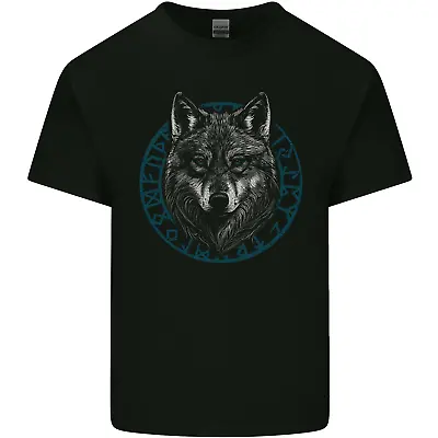 Buy A Wolf In Viking Symbols Text Valhalla Mens Cotton T-Shirt Tee Top • 8.75£