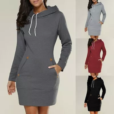 Buy Comfortable Women Long Sleeve Hoodie Bodycon Dress With Hooded Pullover • 20.99£