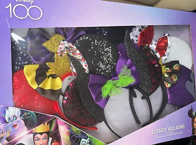 Buy New Disney 100 Mouse Ears VILLAINS Headband 5 Pk Ursula Queen Maleficent Cruella • 53.07£