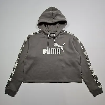 Buy Puma Womens Hoodie Grey Small Camo Panel Logo Pullover Ladies 10 UK • 18.99£