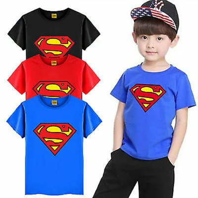 Buy Superman Kids Boys T-Shirt Super Hero Birthday Gifts Short Sleeve Summer Top UK • 4.90£