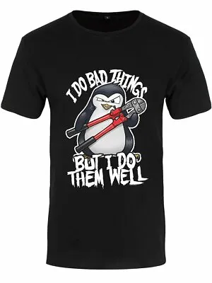 Buy T Shirt Psycho Penguin I DO BAD THINGS BUT I DO THEM WELL Black Size UK XL • 18.95£