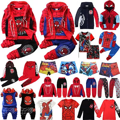 Buy Kids Boys Spiderman Superhero Costume Tracksuit Tshirt Tops Pants Clothes Set﹤ • 9.49£